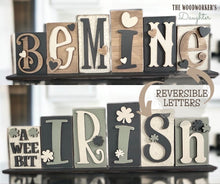 Load image into Gallery viewer, Irish Be Mine Reversible Standing Blocks File SVG, Tiered Tray Valentines, St. Patrick's Day, Clover, Glowforge, LuckyHeartDesignsCo
