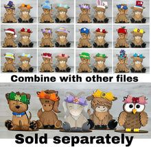 Load image into Gallery viewer, Spring Animal Hats Interchangeable MINI File SVG, Seasonal, Christmas, Halloween, Fall, Tiered Tray Glowforge, LuckyHeartDesignsCo