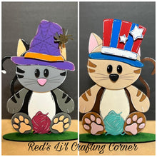 Load image into Gallery viewer, Cat Animal Hats Interchangeable MINI File SVG, Seasonal Leaning sign, Kitten, Holiday, Pet, Farm Tiered Tray Glowforge, LuckyHeartDesignsCo