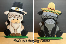 Load image into Gallery viewer, Highland Cow Animal Hats Interchangeable MINI File SVG, Seasonal Leaning sign, Holiday, Farm Tiered Tray Glowforge, LuckyHeartDesignsCo