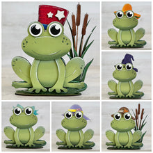 Load image into Gallery viewer, Frog Animal Hats Interchangeable MINI File SVG, Seasonal Leaning sign, Holiday, Spring Tiered Tray Glowforge, LuckyHeartDesignsCo