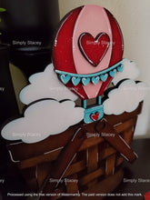 Load image into Gallery viewer, Hot Air Balloon Valentine For The Flower Basket Interchangeable File SVG, Floral, Tiered Tray, Glowforge, LuckyHeartDesignsCo