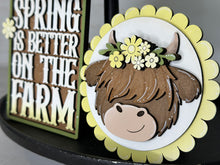 Load image into Gallery viewer, Highland Cow Spring Quick and Easy Tiered Tray File SVG, Glowforge Tier Tray Farmhouse Decor, LuckyHeartDesignsCo