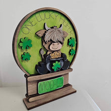 Load image into Gallery viewer, Highland Cow St. Patrick's Day Snow Globe Interchangeable File SVG, Legrechaun, Pot O Gold, Glowforge, Tiered Tray LuckyHeartDesignsCo