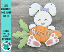 Load image into Gallery viewer, Easter Bunny Carrot Door Hanger File SVG, Glowforge, LuckyHeartDesignsCo
