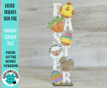 Load image into Gallery viewer, Easter Friends Sign File SVG, Glowforge, Bunny, Lamb, Chick,LuckyHeartDesignsCo