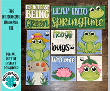 Load image into Gallery viewer, Frog Spring Interchangeable Leaning Sign File SVG, Mushroom, Tiered Tray Glowforge, LuckyHeartDesignsCo