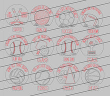 Load image into Gallery viewer, Sports Bundle Snow Globe Interchangeable File SVG, Soccr, Football, Baseball, Golf, Picklball, Glowforge, Tiered Tray LuckyHeartDesignsCo