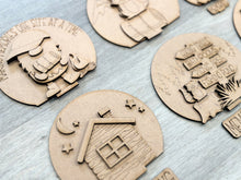 Load image into Gallery viewer, Camping Adventure Snow Globe Interchangeable File SVG, Gnome, Raccoon, Cabin, Tent, Camper, Glowforge, Tiered Tray LuckyHeartDesignsCo