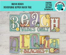 Load image into Gallery viewer, Aloha Beach Reversible Blocks File SVG, Tropical, Shells, Summer Tiered Tray, Glowforge, LuckyHeartDesignsCo