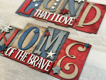 Load image into Gallery viewer, God Home Land Standing Reversible Blocks File SVG, America, USA, Fourth of July, Tiered Tray Glowforge, LuckyHeartDesignsCo