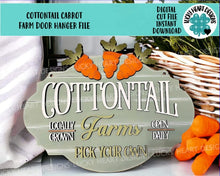 Load image into Gallery viewer, Cottontail Carrot Farm Door Hanger File SVG, Bunny, Easter, Glowforge, LuckyHeartDesignsCo