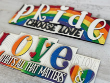 Load image into Gallery viewer, Pride Love Standing Reversible Blocks File SVG, Tiered Tray Glowforge, LuckyHeartDesignsCo