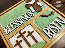 Load image into Gallery viewer, MINI Religious Easter Interchangeable Leaning Sign File SVG, Jesus, Tomb, Bunny, Lamb, Tiered Tray Glowforge, LuckyHeartDesignsCo