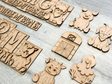 Load image into Gallery viewer, Farm Sweet Farm Home Reversible Blocks File SVG,Tiered Tray, Letters, Barn, Highland Cow, Pig, Horse Chicken, Glowforge, LuckyHeartDesignsCo