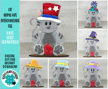 Load image into Gallery viewer, Cat Animal Hats Interchangeable MINI File SVG, Seasonal Leaning sign, Kitten, Holiday, Pet, Farm Tiered Tray Glowforge, LuckyHeartDesignsCo