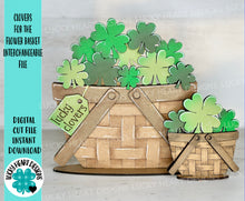 Load image into Gallery viewer, Clovers For The Flower Basket Interchangeable File SVG, St. Patrick's Day, Lucky, Shamroock, Clover, Glowforge, LuckyHeartDesignsCo