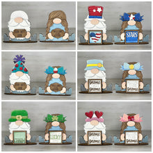 Load image into Gallery viewer, Gnome Couple Animal Hats Interchangeable MINI File SVG, Seasonal Leaning sign, Holiday, Tiered Tray Glowforge, LuckyHeartDesignsCo