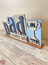 Load image into Gallery viewer, Mom Dad Reversible Blocks File SVG, Tiered Tray, Letters, Mother's Day. Father's Day, Scrabble, Family, Glowforge, LuckyHeartDesignsCo