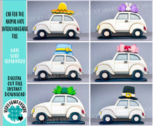 Load image into Gallery viewer, Car for the Animal Hats Interchangeable MINI File SVG, Seasonal Leaning sign, Holiday, Truck, Tiered Tray Glowforge, LuckyHeartDesignsCo