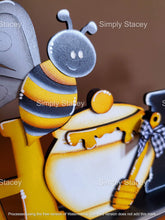Load image into Gallery viewer, Standing Bee Honey Home Word File SVG, BumbleBee, Beehive, tiered tray Glowforge, LuckyHeartDesignsCo