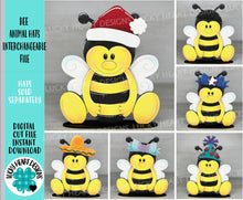 Load image into Gallery viewer, Bee Animal Hats Interchangeable MINI File SVG, Seasonal Leaning sign, Holiday, Honey, Bumble, Tiered Tray Glowforge, LuckyHeartDesignsCo
