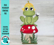 Load image into Gallery viewer, Frog Mushroom Standing File SVG, Glowforge, LuckyHeartDesignsCo