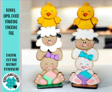 Load image into Gallery viewer, Bunny, Lamb, Chick Standing Stacking File SVG, Glowforge Easter, Egg, LuckyHeartDesignsCo