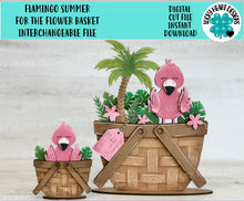 Load image into Gallery viewer, Flamingo Summer For The Flower Basket Interchangeable File SVG, TINY and Original, Beach, Vacation, Summer, Glowforge, LuckyHeartDesignsCo