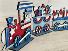 Load image into Gallery viewer, Fourth of July Standing Train File SVG, Fireworks, America, USA, Gnome, Tiered Tray Glowforge, LuckyHeartDesignsCo