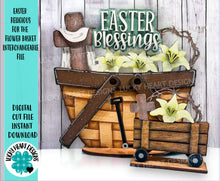 Load image into Gallery viewer, Easter Blessing For The Flower Basket Interchangeable File SVG, Cross, Jesus, Crown, Lily, Tiered Tray, Glowforge, LuckyHeartDesignsCo