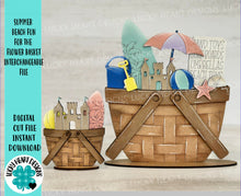 Load image into Gallery viewer, Summer Beach Fun For The Flower Basket Interchangeable File SVG, Beach, Vacation, Summer, Tiered Tray, Glowforge, LuckyHeartDesignsCo