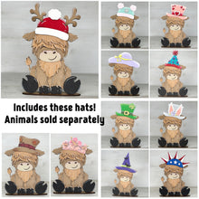 Load image into Gallery viewer, Seasonal Animal Hats Interchangeable Extras MINI File SVG, Seasonal sign, Holiday, Cow, Pet, Farm Tiered Tray Glowforge, LuckyHeartDesignsCo