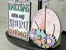Load image into Gallery viewer, Unicorn Quick and Easy Tiered Tray File SVG, Glowforge Tier Tray, Flower, Horse, Floral, Girls, LuckyHeartDesignsCo
