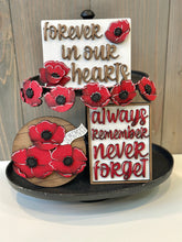 Load image into Gallery viewer, Poppies Quick and Easy Tiered Tray File SVG, Glowforge, Poppy, Remembrance, Memorial Day, Veterans Day, America, LuckyHeartDesignsCo