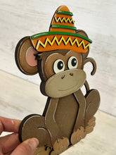 Load image into Gallery viewer, Monkey Animal Hats Interchangeable MINI File SVG, Seasonal Leaning sign, Holiday, Tiered Tray Glowforge, LuckyHeartDesignsCo
