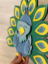 Load image into Gallery viewer, Peacock Animal Hats Interchangeable MINI File SVG, Seasonal Leaning sign, Holiday, Tiered Tray Glowforge, LuckyHeartDesignsCo
