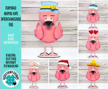 Load image into Gallery viewer, Flamingo Animal Hats Interchangeable MINI File SVG, Seasonal Leaning sign, Holiday, Spring, Summer, Glowforge, LuckyHeartDesignsCo