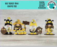 Load image into Gallery viewer, Bee Tiered Tray Gnome File SVG, Honey, Bumble Bee, Honey Pot, Glowforge, LuckyHeartDesignsCo