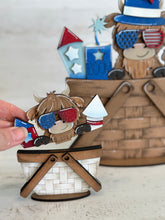 Load image into Gallery viewer, Highland Cow Fourth of July For The Flower Basket Interchangeable File SVG, America, USA, Tiered Tray, TINY, Glowforge, LuckyHeartDesignsCo