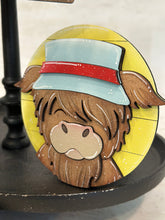 Load image into Gallery viewer, Highland Cow Summer Picnic Tiered Tray File SVG, Farm, Glowforge Tier Tray, LuckyHeartDesignsCo