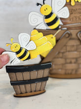 Load image into Gallery viewer, Bees For The Flower Basket Interchangeable File SVG, TINY, Bumble Bee, Honey, Summer, Tiered Tray, Glowforge, LuckyHeartDesignsCo