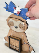 Load image into Gallery viewer, Sloth Animal Hats Interchangeable MINI File SVG, Seasonal Leaning sign, Christmas, Holiday, Pet, Tiered Tray Glowforge, LuckyHeartDesignsCo