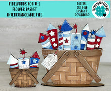 Load image into Gallery viewer, Fireworks For The Flower Basket Interchangeable File SVG, Fourth of July, America, USA, Summer, Tiered Tray, Glowforge, LuckyHeartDesignsCo