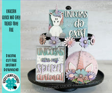 Load image into Gallery viewer, Unicorn Quick and Easy Tiered Tray File SVG, Glowforge Tier Tray, Flower, Horse, Floral, Girls, LuckyHeartDesignsCo