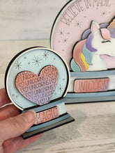 Load image into Gallery viewer, Unicorn Snow Globe Interchangeable File SVG, Glowforge, Floral, Flowers, Girls, Horse, Tiered Tray LuckyHeartDesignsCo
