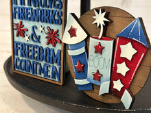 Load image into Gallery viewer, Fireworks Quick and Easy Tiered Tray File SVG, Glowforge, Fourth Of July, USA, America Tier Tray, LuckyHeartDesignsCo