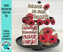 Load image into Gallery viewer, Poppies Quick and Easy Tiered Tray File SVG, Glowforge, Poppy, Remembrance, Memorial Day, Veterans Day, America, LuckyHeartDesignsCo