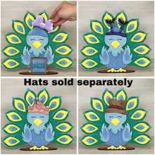 Load image into Gallery viewer, Peacock Animal Hats Interchangeable MINI File SVG, Seasonal Leaning sign, Holiday, Tiered Tray Glowforge, LuckyHeartDesignsCo