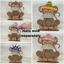 Load image into Gallery viewer, Monkey Animal Hats Interchangeable MINI File SVG, Seasonal Leaning sign, Holiday, Tiered Tray Glowforge, LuckyHeartDesignsCo